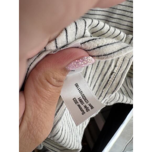 Marine Layer Women's Ivory Black Striped Short Sleeve T-Shirt Size Small - Picture 5 of 6